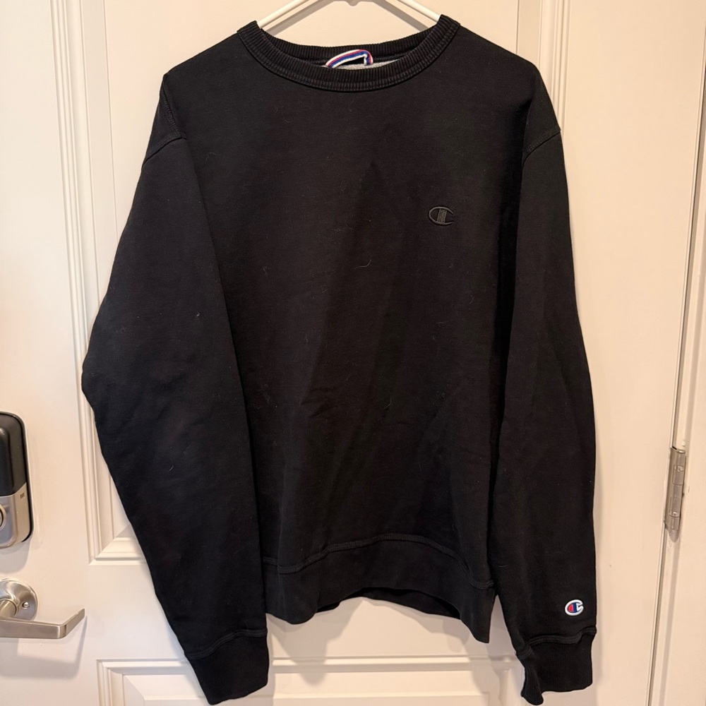 Champion Black Crewneck Sweatshirt with Small Logo